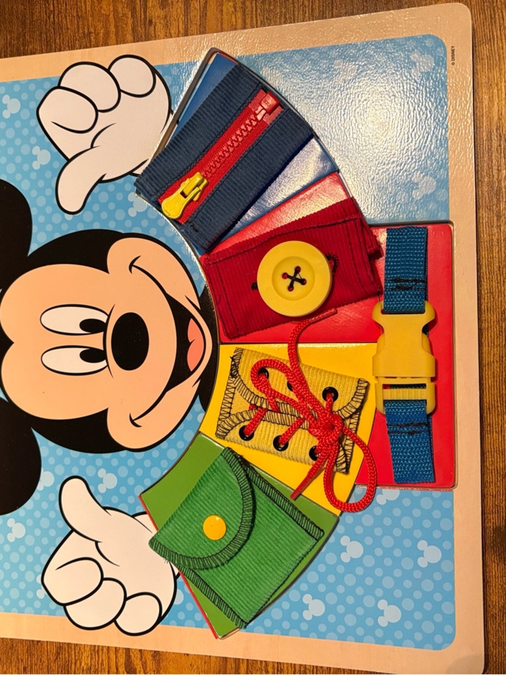 Disney Mickey Mouse Dressing Activity Board - Red Blue Yellow Green